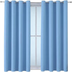 ChrisDowa Grommet Room Darkening Curtains for Bedroom and Living Room - 2 Panels Set Thermal Insulated Blackout Curtains (Sky Blue, 52W x 45L)