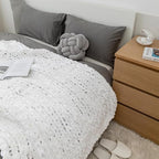 Chunky Knit Blanket Throw 40"*60", Hand Knitted Warm Chenille Throw Blanket, Home Decor Soft Thick Yarn Cable Knit Blanket, Soft Breathable Fleece Banket Christmas for Couch Bed Sofa Best Gift (White)