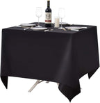 Surmente Square Tablecloth for Square or Round Tables 100% Polyester 70x70 Inch Table Cloth for Weddings, Banquets, or Restaurants (Black)