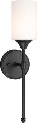 XiNBEi Lighting Wall Sconce, Bathroom Vanity Light with Glass, Wall Fixture Matte Black Finish for Bathroom XB-W1216-MBK