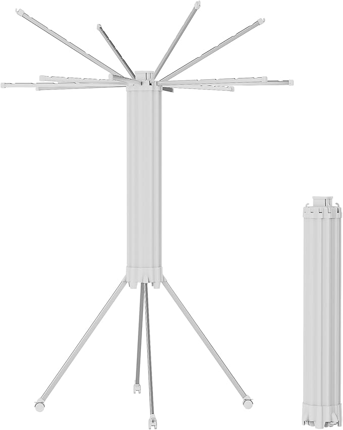 JOOM 4 Legs Single Layer Clothes Drying Rack, Garment Rack Portable and Foldable Space Saving Laundry Drying Rack - Drying Rack Clothing Floor Folding Balcony Bedroom Household Aluminum