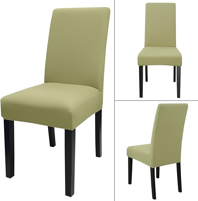 JQinHome Sage Green Chair Covers for Dining Room Set of 6, High Stretch Removable Washable Parsons Chair Slipcover for Home Party Hotel Wedding Ceremony (6PCS,Sage Green)