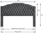 24KF Upholstered Button Tufted King Size Headboard with Nailhead Trim, Soft Velvet Fabric Headboard King/Cal King Size -Dark Gray