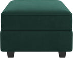 Belffin Storage Ottoman Module for Modular Sectional Sofa Square Seat Cube Velvet Foot Stool Green