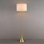 GLOBE Electric 61000150 60" Floor Lamp, Antique Brass Finish, Beige Fabric Shade, Mid-Century Modern Standing Lamp, E26 Base, Sustainable Design for Living Rooms and Bedrooms