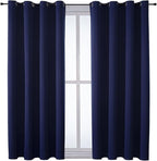 ChrisDowa Grommet Blackout Curtains for Bedroom and Living Room - 2 Panels Set Thermal Insulated Room Darkening Curtains (Navy Blue, 52W x 54L)