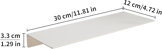 JOOM White Metal Floating Shelf - Floating Shelf, Small Bathroom Shelf, Display Shelves for Wall Storage (12 in)