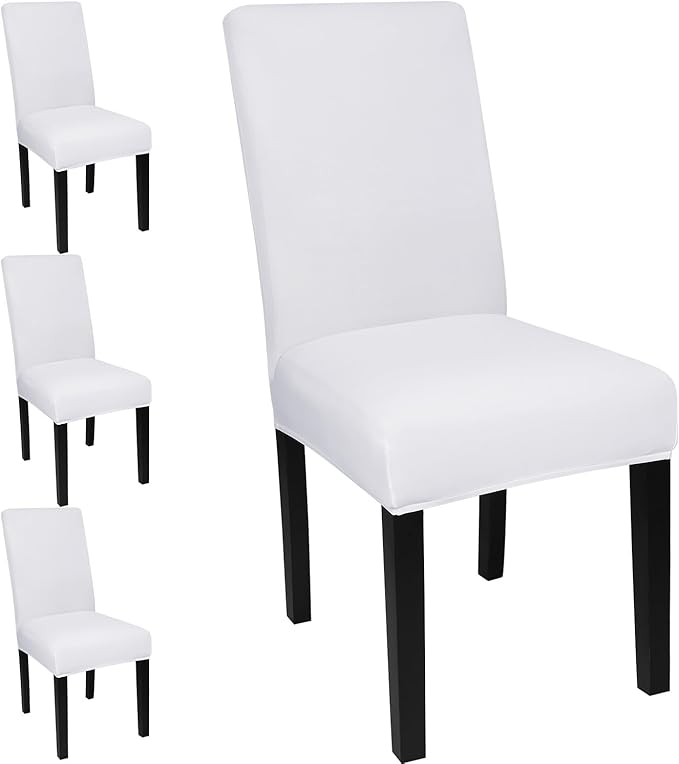 JQinHome 4 Pcs Dining Chair Slipcover, High Stretch Removable Washable Chair Seat Protector Cover for Home Party Hotel Wedding Ceremony