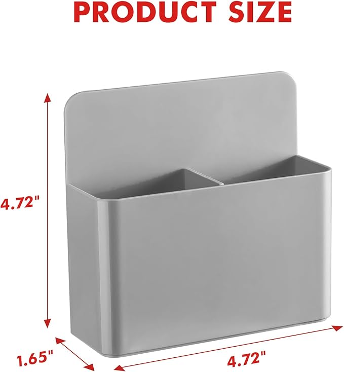 BEYGORM 2 Pack Plastics Magnetic Pen Holder for Refrigerator, Dry Erase Marker Holder for Whiteboard，Magnet School Locker Organizer Accessories, Pencil Cup, Pen Caddy, Classroom Organization(Grey)
