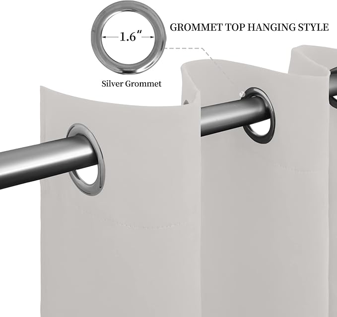 Easy-Going Blackout Curtains for Bedroom, Solid Thermal Insulated Grommet and Noise Reduction Window Drapes, Room Darkening Curtains for Living Room, 2 Panels (52x84 in, Light Linen)