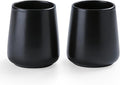 Matte Black Toothbrush Holders for Bathroom - 2Pcs Ceramic Tooth Brushing Holder Set, Toothpaste Holder, Reusable Toothbrush Mouthwash Cups, Space-Saving Design for Bathroom Countertop