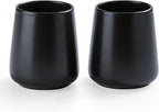 Matte Black Toothbrush Holders for Bathroom - 2Pcs Ceramic Tooth Brushing Holder Set, Toothpaste Holder, Reusable Toothbrush Mouthwash Cups, Space-Saving Design for Bathroom Countertop