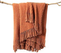 lifein Throw Blanket for Couch, Soft Boho Decor Bed Throw,Cozy Burnt Orange Chenille Knitted Small Farmhouse Lightweight Throw for Spring(Rust,60 * 80")