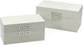 Galt International Storage Box Set Decorative Storage Box w/Hinged Lid Classic Design Wood Decor Boxes with Geometric Clasp Storage for Bedroom & Home - Set of 2 (White & Silver)