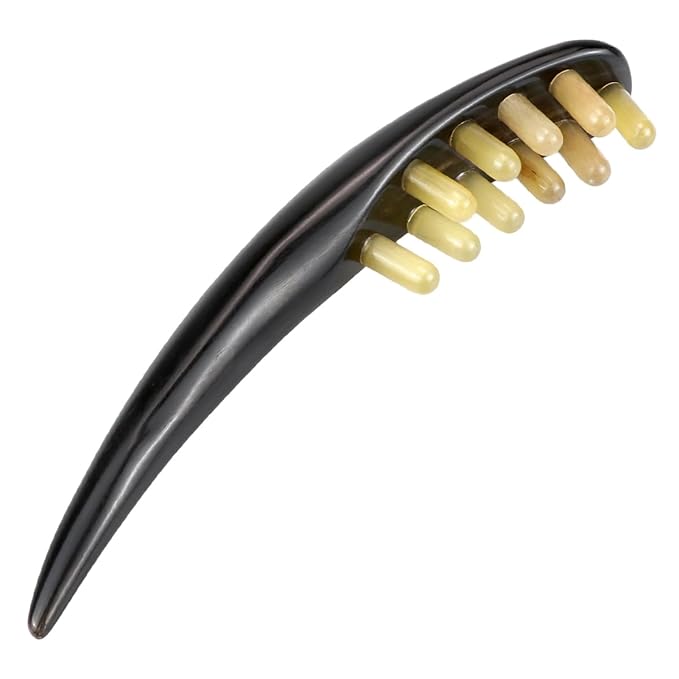 FERCAISH Ox Horn Massage Tool for Back, Neck, Eyes and Face - Meridian Head Scraping Stick for Guasha Therapy and Trigger Point Treatment