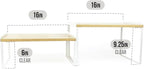 Mitus Shelf Organizer and Storage, Stackable Tiered Wood Cabinet Rack for Countertops, Desktops, Cabinets (Set of 2) 16" Wide Natural Oak and White