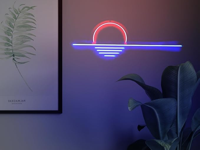 LED Decorative Lights USB Mountains Sunrise Sunset Led Neon Signs Home Decoration Wall Art Holiday Gift Brightness Adjustable 16.5''x9.5''