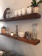 joelsantiques 72 Inch Wooden Floating Shelves for Wall - 72x9x2 in - Made of Natural Wood - Long Heavy Duty Rustic Rustic Wall Shelves for Bedroom - Perfect for Living Room, Kitchen - Medium Brown
