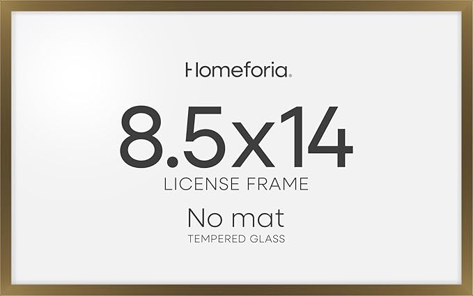 Homeforia 8.5 x 14 Marriage License Frame Bronze, High End Metal 8.5x14 Marriage Certificate Frames, 14x8.5 Picture Frame for Wall & Tabletop, 8.5 by 14 Photo Frame, Tempered Glass, Wall Kit, Set of 1
