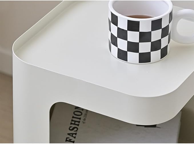 Modern Side Table,Small end Table for Small Spaces,Metal nightstand with Storage Shelf,Space-Saving Bedside Table Accent Table Drink Tables for Living Room,Bedroom.No Assembly Required