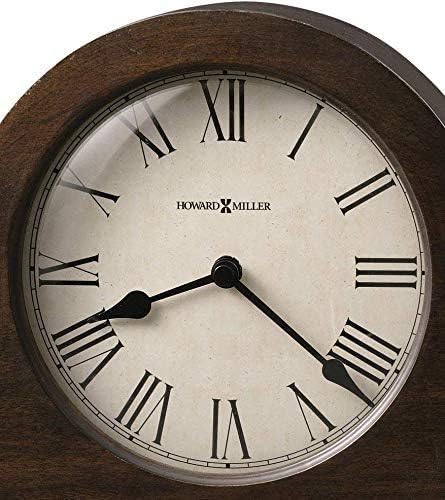 Howard Miller Humphrey Mantel Clock, Roman Numerals Analog Dial with Quartz Movement Triangular Burl Overlays, Hampton Finish Aged Vintage Design for Home Decor, Bedroom & Living Room
