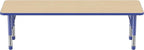 Factory Direct Partners FDP Rectangle Activity School and Classroom Kids Table (24 x 72 inch), Chunky Toddler Legs, Adjustable Table Height 15-24 inches - Maple Top and Blue Edge