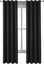 ChrisDowa Grommet Blackout Curtains for Bedroom and Living Room - 2 Panels Set Thermal Insulated Room Darkening Curtains (Black, 52W x 95L)