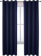 ChrisDowa Grommet Blackout Curtains for Bedroom and Living Room - 2 Panels Set Thermal Insulated Room Darkening Curtains (Navy Blue, 52W x 95L )in