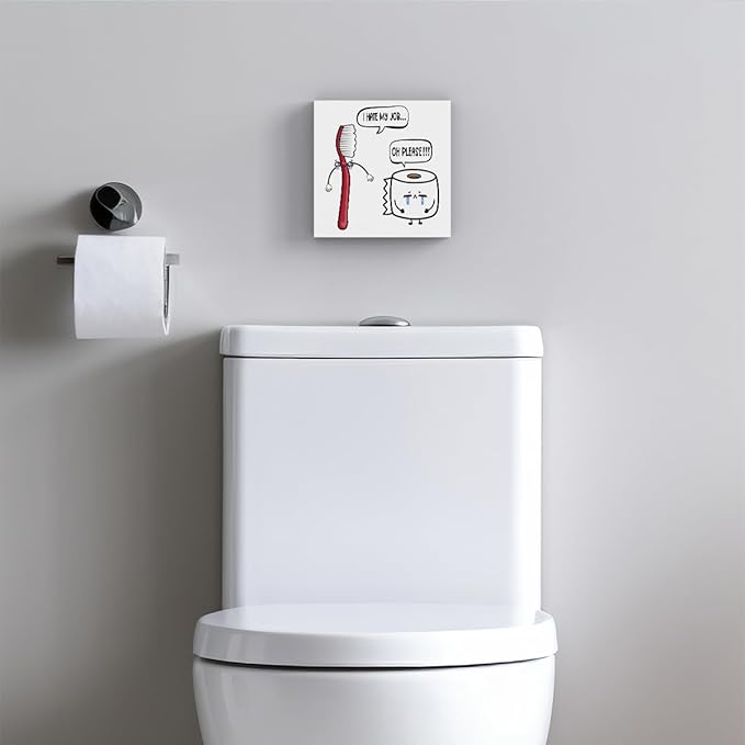 Funny Bathroom Decor, Funny Bathroom Wall Art, Black and White Bathrooms Decoration Decor for Shelves, Wooden Box Decor Sign for Home Farmhouse Office Living Room Table