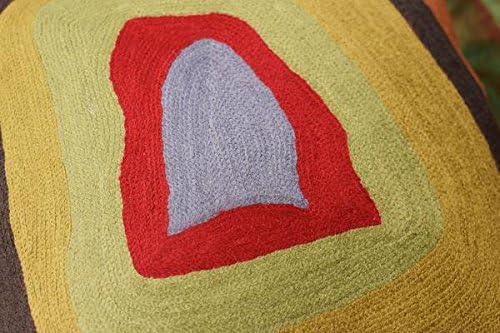 Kandinsky Abstract Pillow Cover - Colorful Modern Throw Pillowcase Chair Cushion Contemporary Farmhouse Sofa Pillowsham Handembroidered Wool Size 18x18