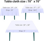 Surmente Square Tablecloth for Square or Round Tables 100% Polyester 70x70 Inch Table Cloth for Weddings, Banquets, or Restaurants (Black)