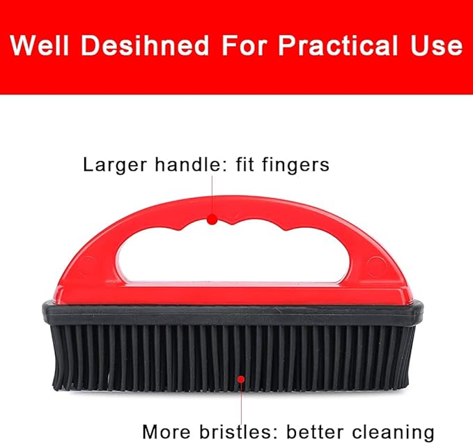 Rubber Pet Hair Removal Brush Lint & Hair Removal Cat Dog Hair Remover Brush Pet Hair Removal Tool Silicone Lint and Debris Remover for Cleaning, Grooming, Lint and Fur Removal, Home,Red