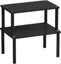 Cabinet Organizer Shelf(Set of 2),Kitchen Counter Shelves,Bamboo Spice Rack Countertop and Cabinet,Stackable Expandable,Medium(Black)