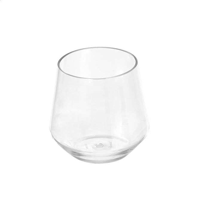 Amazon Basics Tritan Glasses, Dishwasher Safe, BPA-Free Plastic, Stemless Wine, Shatterproof, 14-oz, Clear, Set of 4