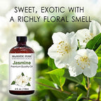 Majestic Pure Jasmine Essential Oil with Glass Dropper - Huge 4 Fl Oz - 100% Pure and Natural Jasmine Oil - Premium Grade Essential Oils for Diffuser, Aromatherapy, Soap and Candle Making