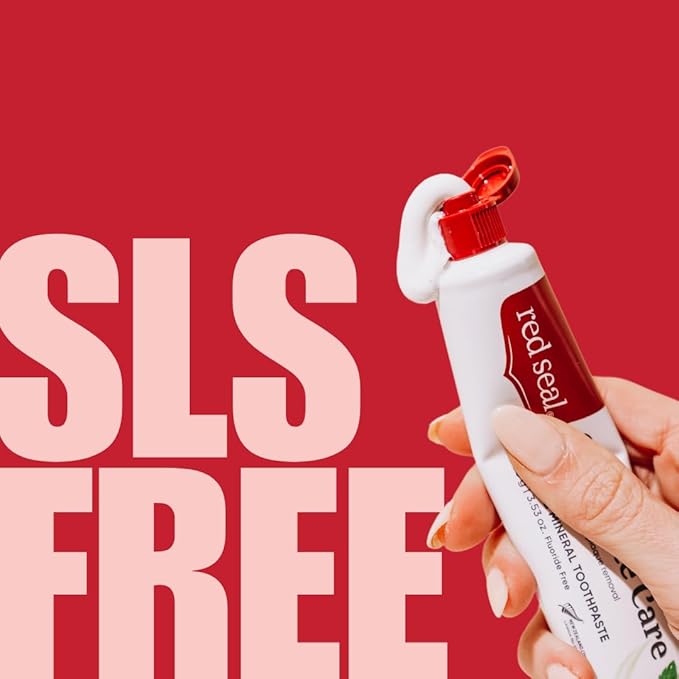 Red Seal Fluoride Free Toothpaste - Baking Soda - Herbal & Mineral Formula, Vegan-Friendly, Cruelty-Free, SLS and Paraben-Free, No Artificial Flavors, NATRUE Certified Natural, Dry Mouth Relief