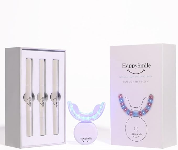 HappySmile LED & Pen Teeth Whitening Kit - Professional Oral Care for White Teeth - Includes Teeth Whitening Pen & LED for a Brighten Your Smile - Premium Teeth Whitening kit