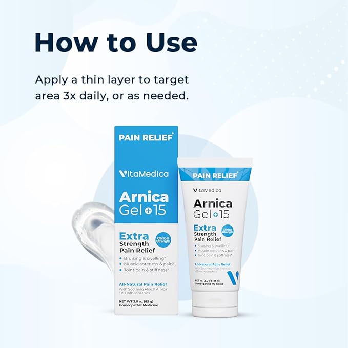 VitaMedica Arnica Gel Plus 15 Healing Plant Compounds, Extra Strength Pain Relief Formulation for Bruising, Swelling, Joint Pain, Muscle Soreness & Stiffness, All-Natural, Plant-Based, 2-Pack