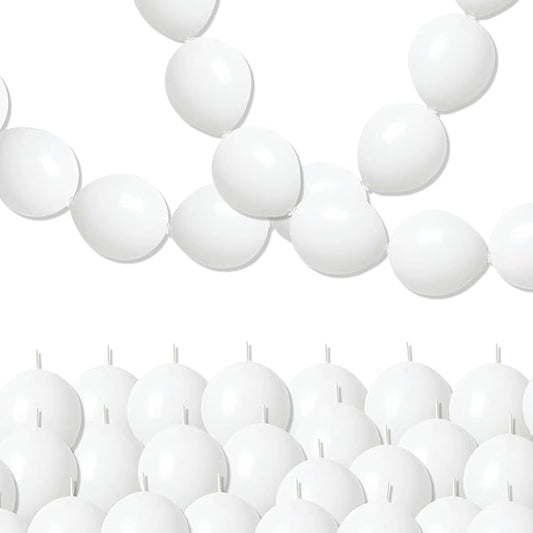 White Quick Link Balloons - 100PCS Linking Balloons for Wedding, Birthday, Baby Shower, Engagement, Graduation Party Decorations (10inch)