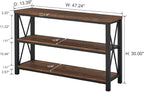 BON AUGURE Rustic Entryway Table, Farmhouse Hallway Table, Console Tables for Entryway, 3 Tier Sofa Tables for Living Room, Industrial Entry Table (47 Inch, Rustic Oak)