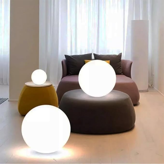 Globe Floor Lamp, 14-in Rechargeable LED Ball Light Globe Light w/Remote, Versatile Glowing Orb Mood Lamps Waterproof Outdoor Orb Lamp, Dimmable RGB Color Changing Light Up Ball for Home Garden Yard
