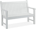 Psilvam 2-Person Poly Lumber Outdoor Bench with 700 Lbs Weight Capacity – Weatherproof Garden Seating for, Balcony Porch & Park, All-Weather Fade-Resistant Patio Furniture (White)
