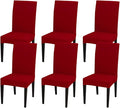 JQinHome 6 Pcs Dining Chair Slipcover,High Stretch Removable Washable Chair Seat Protector Cover for Home Party Hotel Wedding Ceremony (Red)
