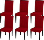 JQinHome 6 Pcs Dining Chair Slipcover,High Stretch Removable Washable Chair Seat Protector Cover for Home Party Hotel Wedding Ceremony (Red)
