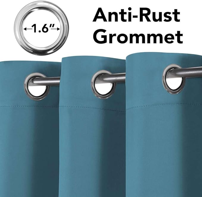 H.VERSAILTEX Premium Blackout Thermal Insulated Room Darkening Curtains for Bedroom/Living Room - Classic Grommet Top (2 Panels, Storm Blue, 52 Inch by 96 Inch)