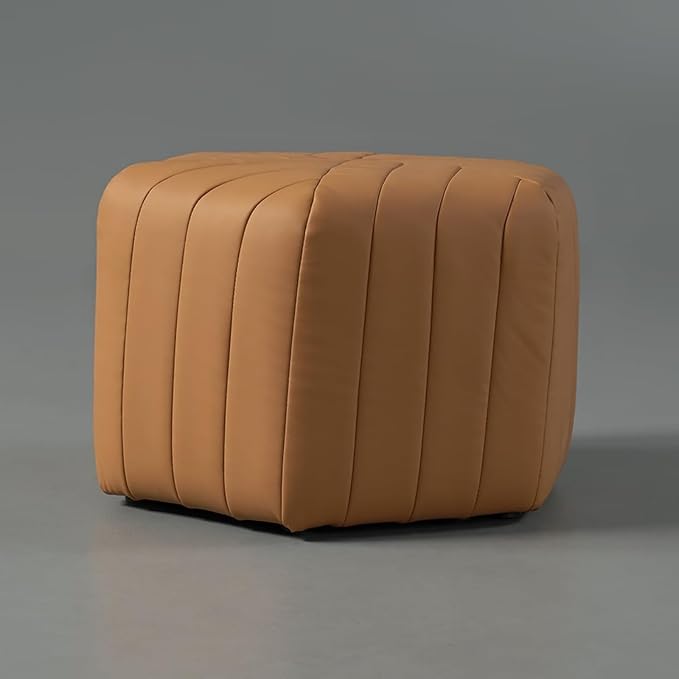 homary 18.5" Hexagonal Pouf Ottoman Upholstered, Velvet Footrest Rest Stools Modern Sofa Footrest Entryway Shoe Changing Stool, Low Coffee Table Footstool for Living Room/Bedroom/Entrway-Brown