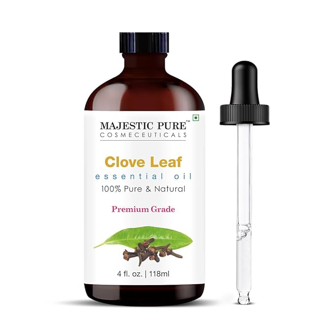 Majestic Pure Clove Essential Oil with Glass Dropper - Huge 4 Fl Oz - 100% Pure and Natural Clove Oil - Premium Grade Essential Oils for Diffuser, Aromatherapy, Soap and Candle Making