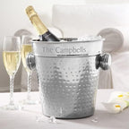 Personalization Universe Hampton Collection Custom Engraved Wine Chiller and Ice Bucket - Stainless Steel Ice Tub, Hand-Hammered Detail, Rolled Edges, Perfect for Wine, Champagne, and Beverage Cooling