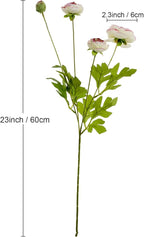 Artificial Silk Flowers Persian Buttercup Bicolor Ranunculus Flower 5 Pcs,Suitable for core Decoration,Wedding Floral Creation,Flower Arrangement DIY Project,Interior Decor（Green）