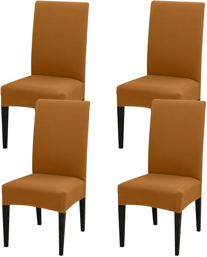 JQinHome 4 Pcs Dining Chair Slipcover, High Stretch Removable Washable Chair Seat Protector Cover for Home Party Hotel Wedding Ceremony